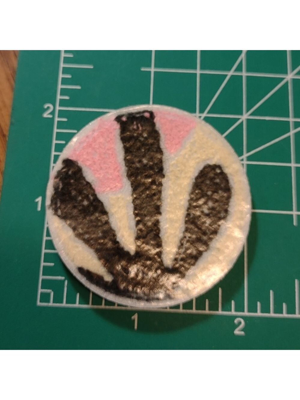 2/$10 Plush Textured Pink and Black Embroidered Patch - Picture 2 of 3
